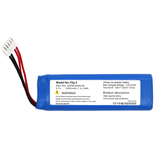 Galaxy Electronics High Quality 3.7V 3000mAh Lithium Ion Battery for JBL Flip 4, Flip 4 Special Edition Replacement GSP872693 01