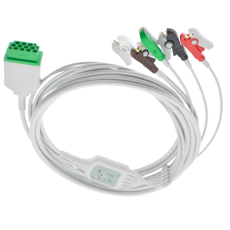 Galaxy Electronics replacement ECG cables for GE Dash 2000/3000/4000 Direct Connect ECG CABLE 5 leads Snap/Grabber