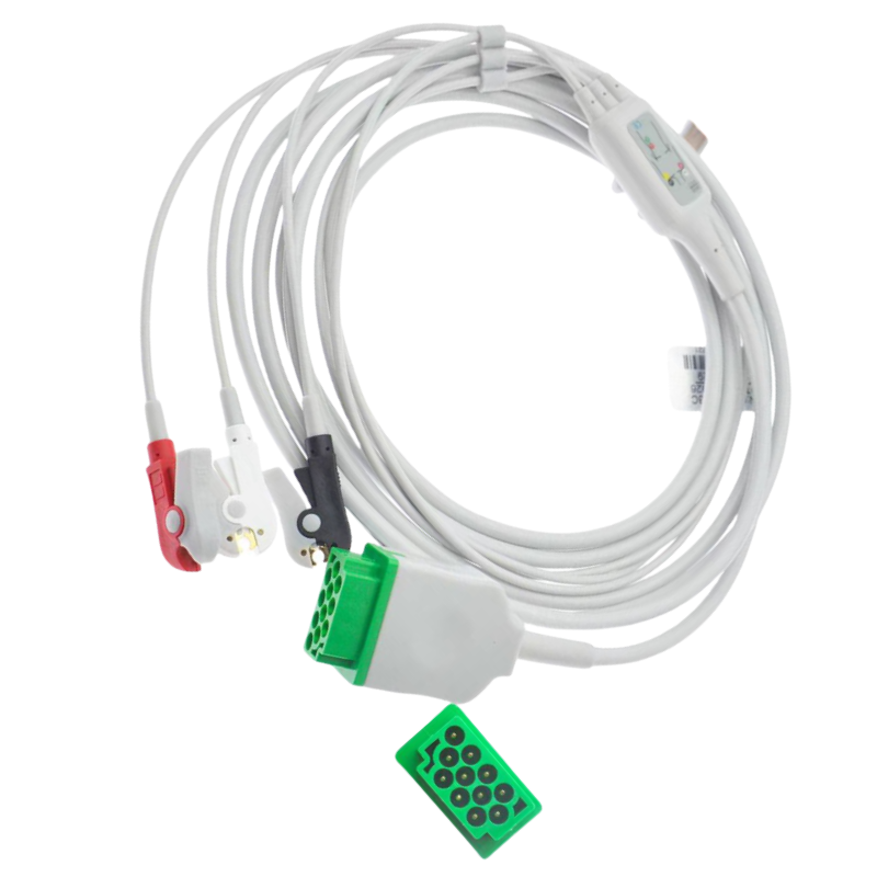 Galaxy Electronics replacement ECG cables for GE Dash 2000/3000/4000 Direct Connect ECG CABLE 2021141-001 3 leads Snap/Grabber