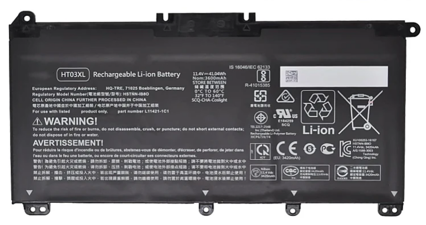 HT03XL GALAXY ELECTRONICS Laptop Battery for HP Pavilion 14-CE 15-CS 15-DA 17-by 250 255 340 470 G7 Series HSTNN-IB8O HSTNN-LB8L HSTNN-UB7J HSTNN-DB8S HSTNN-DB8R HSTNN-LB8M HSTNN-IB8X L11421-1C1/2C2 41.04Wh