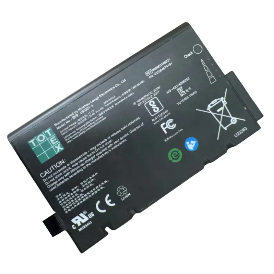 U80221-4 Galaxy Electronics High Quality Replacement Battery For TOTEX U80221-4 for Philips TC20 TC30 TC50 Monitor battery 11.1V 7.8Ah Li-ion Battery 989803199221