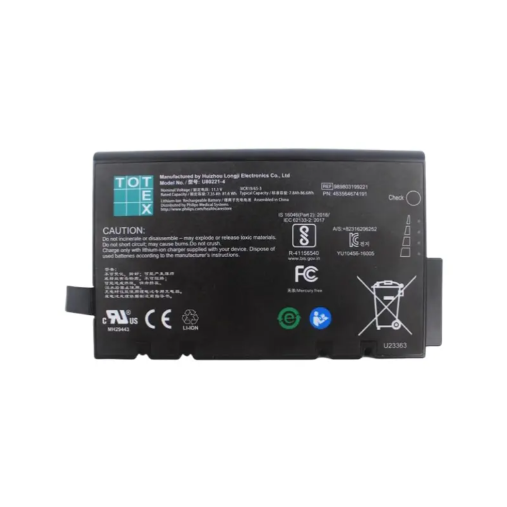U80221-4 Galaxy Electronics High Quality Replacement Battery For TOTEX U80221-4 for Philips TC20 TC30 TC50 Monitor battery 11.1V 7.8Ah Li-ion Battery 989803199221