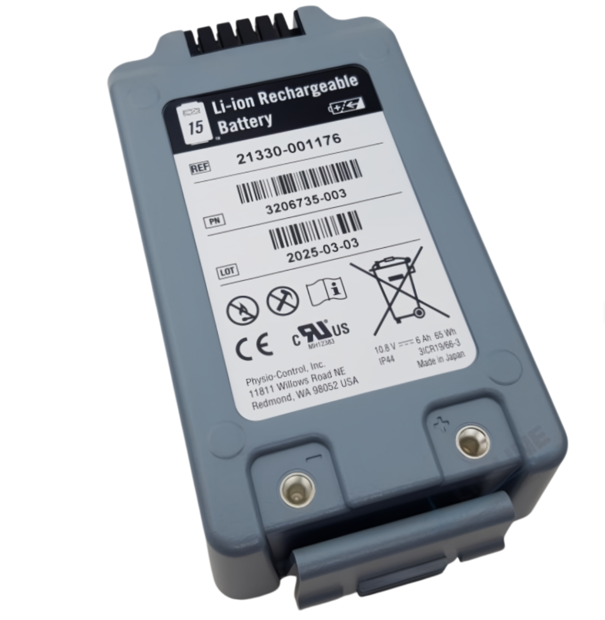 Lifepak 15 GALAXY ELECTRONICS battery, suitable for Physio-Control, First Med, and Meditronic monitors and defibrillators 21330-001176, 10.8V 6AH lithium-ion battery.