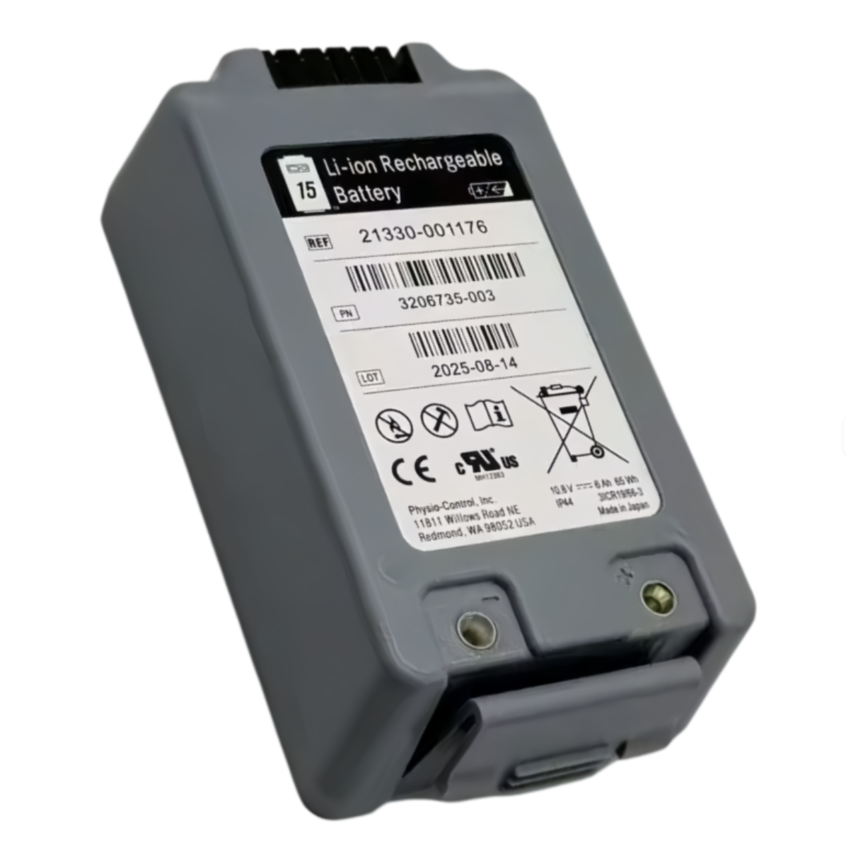 Lifepak 15 GALAXY ELECTRONICS battery, suitable for Physio-Control, First Med, and Meditronic monitors and defibrillators 21330-001176, 10.8V 6AH lithium-ion battery.